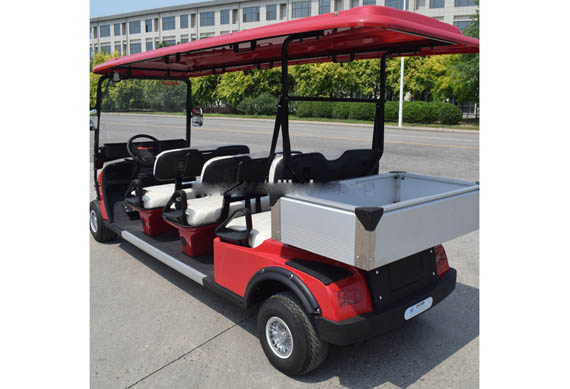 Electric golf cart used in hotel garden villa area tourist attraction farm with cargo box