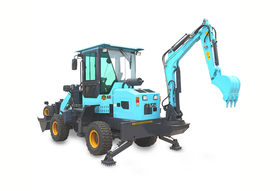 Multi-purpose 4 wheel drive mini wheel excavator backhole loader forklift