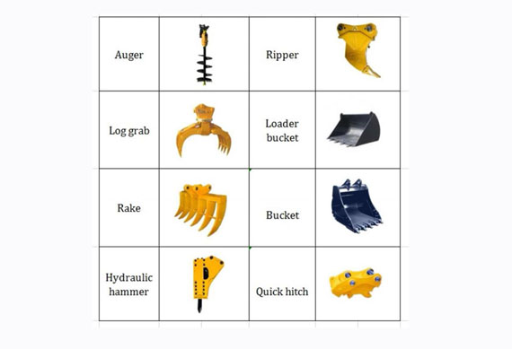 mini excavator accessories with rake hydraulic breaker drill ripper log grab attachment