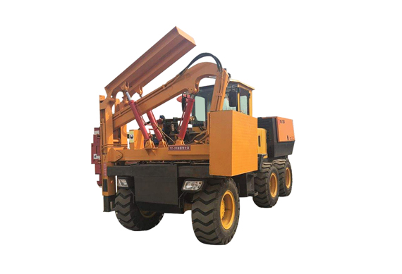 hydraulic six wheel ramming piling and pile driver guardrail fixing machine ramming piling machine