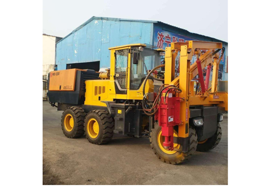 hydraulic six wheel ramming piling and pile driver guardrail fixing machine ramming piling machine