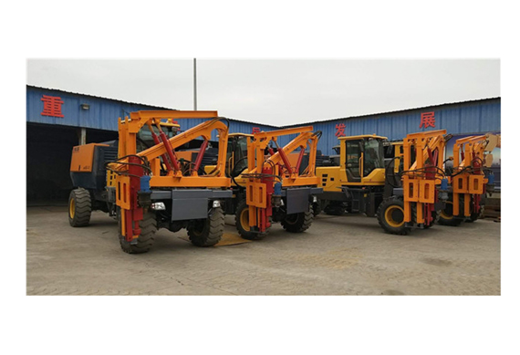 hydraulic six wheel ramming piling and pile driver guardrail fixing machine ramming piling machine