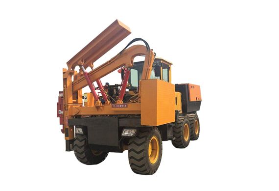 six wheels hydraulic guardrail truck mounted pile driver for road fence installation