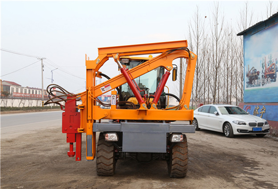 six wheels hydraulic guardrail truck mounted pile driver for road fence installation