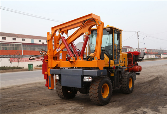 Hydraulic road construction equipment piling drilling machine for road safety guard construction