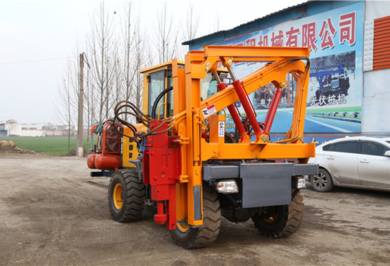 China wheeled ground screw machine pile driver for fence foundation for sale price