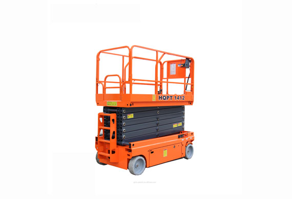 0.5t Mobile Scissor Lift with 16m Lifting Height driving a scissor lift