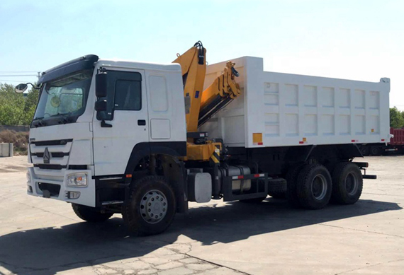 China howo 6x4 folding boom 35 ton dump truck crane