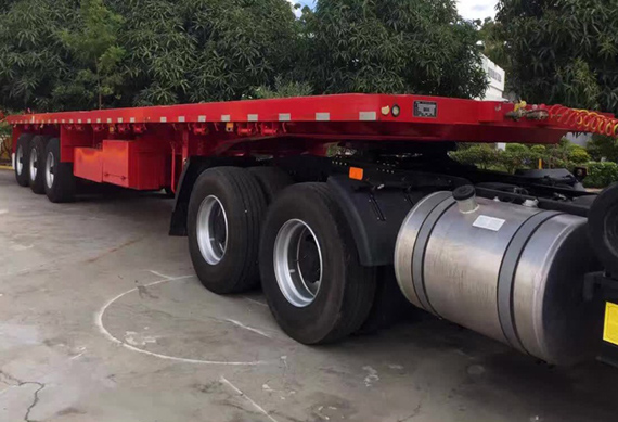 3axle 70ton heavy low bed semi trailer flatbed cargo truck