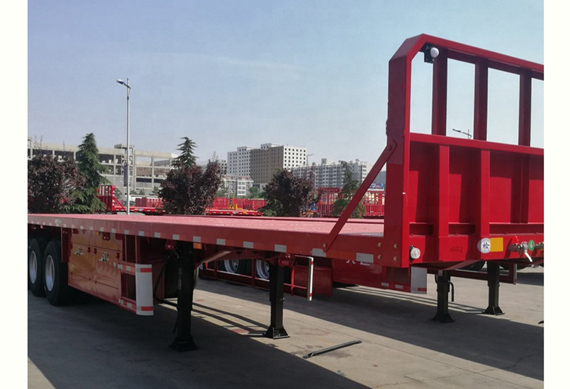 China Truck 3 Axle 20ft 40ft Flatbed Container Semi Trailer For Transportation