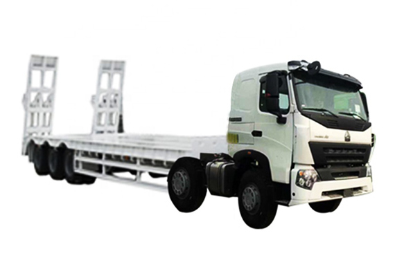 Hot sale factory price Howo A7 tractor trailer truck with low bed flatbed truck